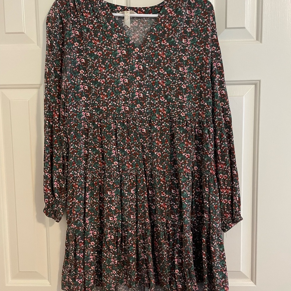 Floral Dress - Green and Pink
